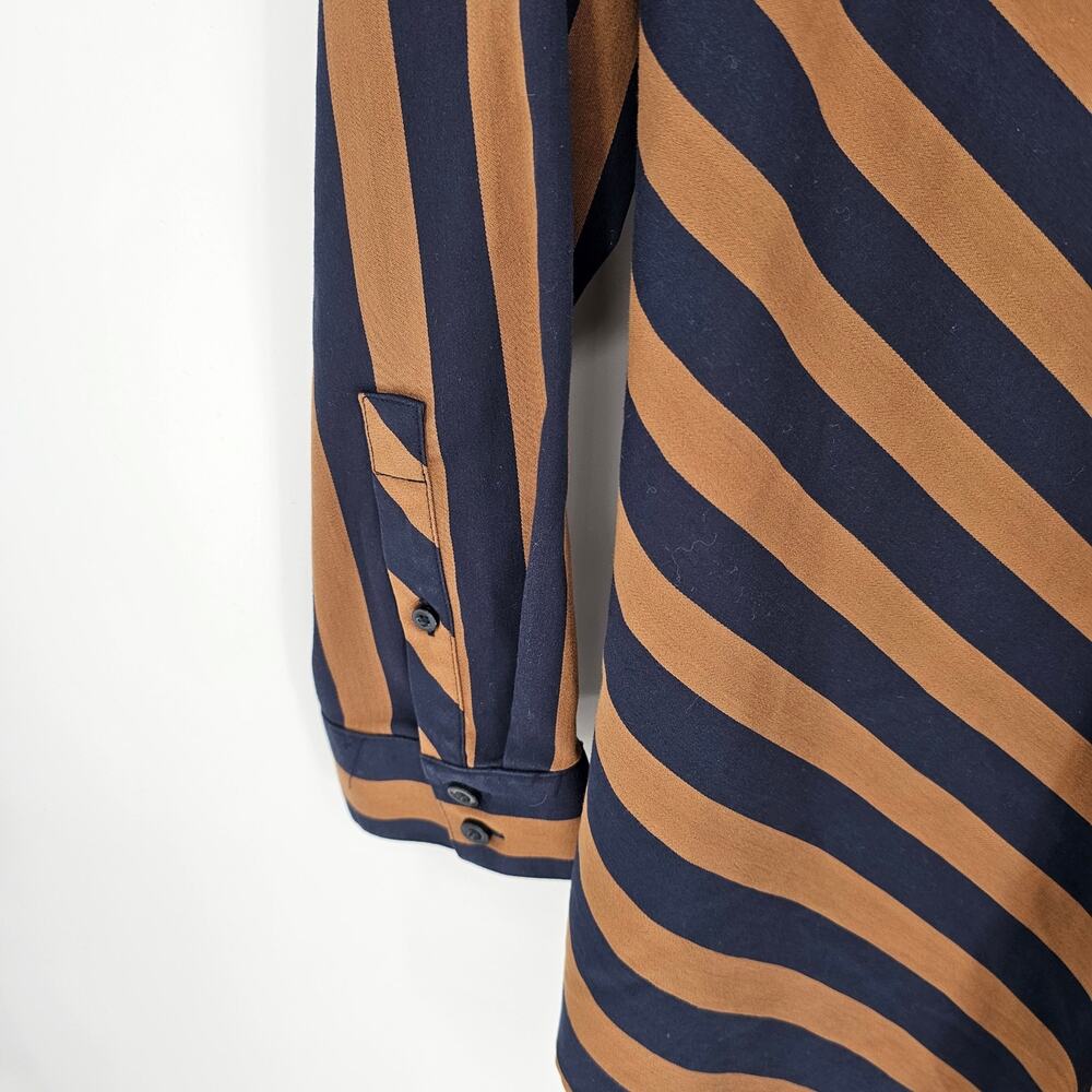 Chico’s Navy Striped Preppy Button Up Office Classic Tunic Top Shirt Sz 2 US 12 - Picture 4 of 7